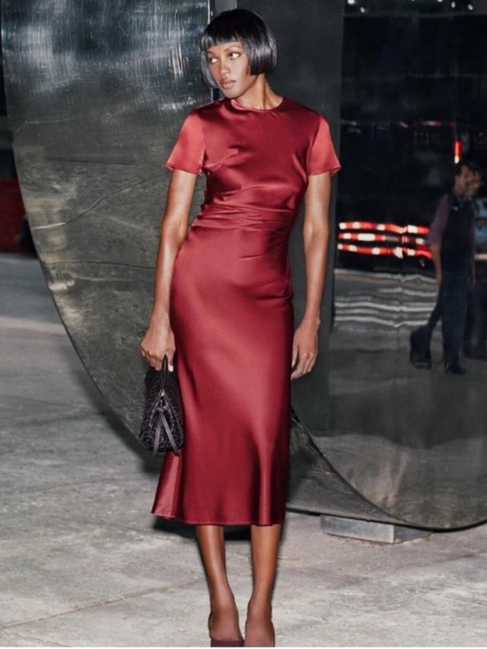Staud Marcel Silk Dress in Sangria 4